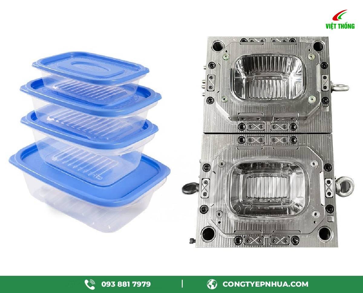 Khuôn ép nhựa và sản phẩm hộp đựng thức ăn bằng nhựa trong suốt