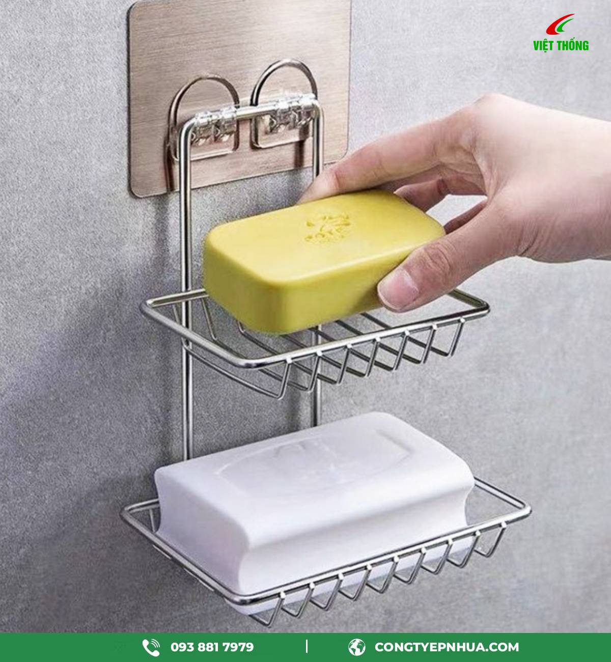 kệ xà phòng chất liệu inox 2 tầng