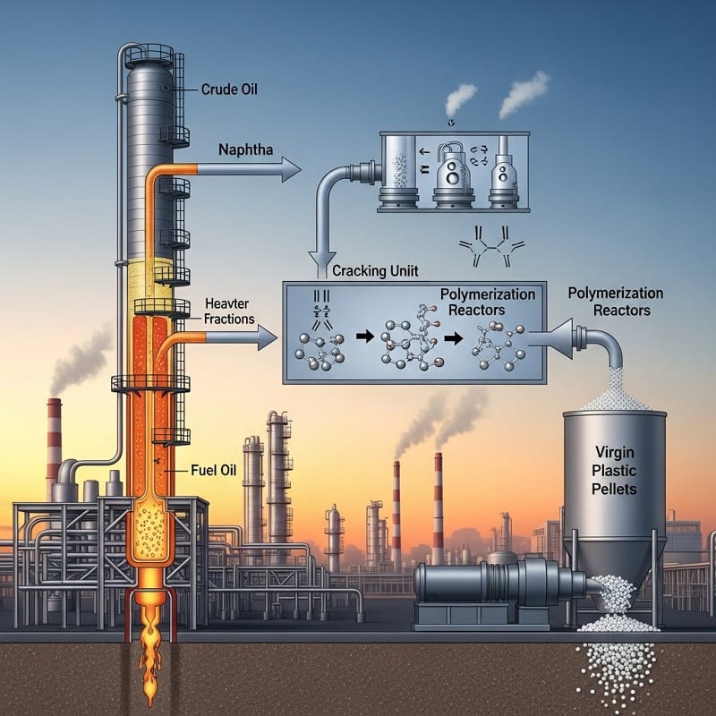 Chưng cất dầu mỏ thành nhựa nguyên sinh