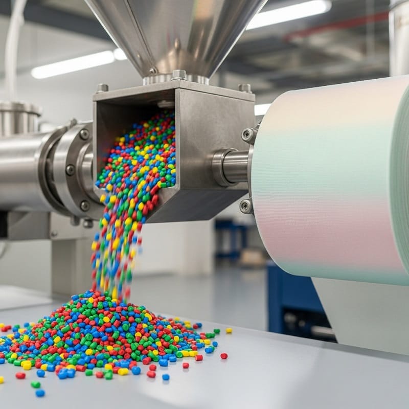 Hạt Nhựa Màu sản xuất vải không dệt