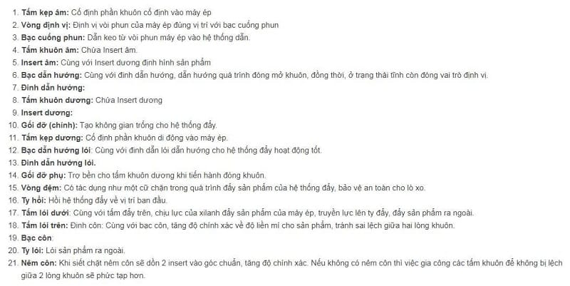 Nguyên Lý Hoạt Động Của Khuôn 2 Tấm Theo Chu Kỳ Ép (chú thích)
